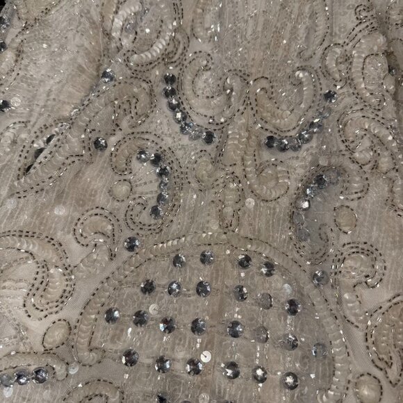 ASOS EDITION Scallop Embellished Jewel & Sequin Cami Midi Dress in Ivory – Size - Picture 4 of 5